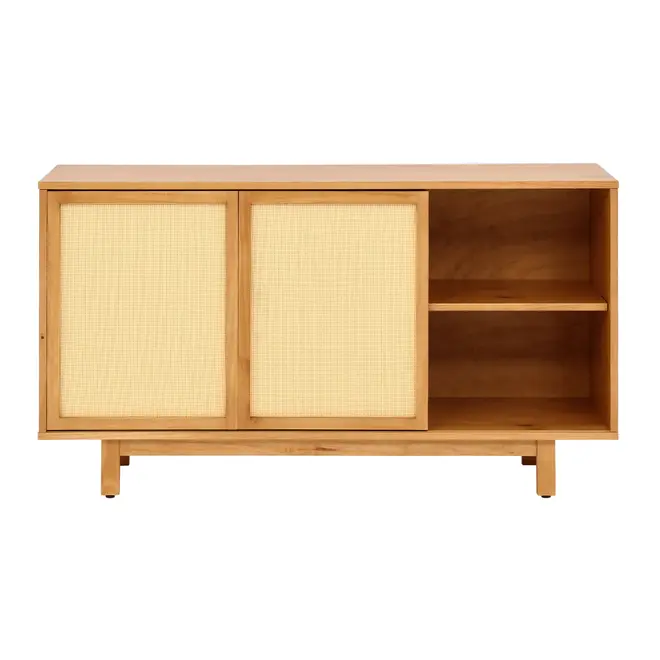 BUFFET 2 PORTAS DE CORRER COM PALHINHA 1,40 M X 40 CM PALHANDI - AMÊNDOA/NATURAL - Foto 3