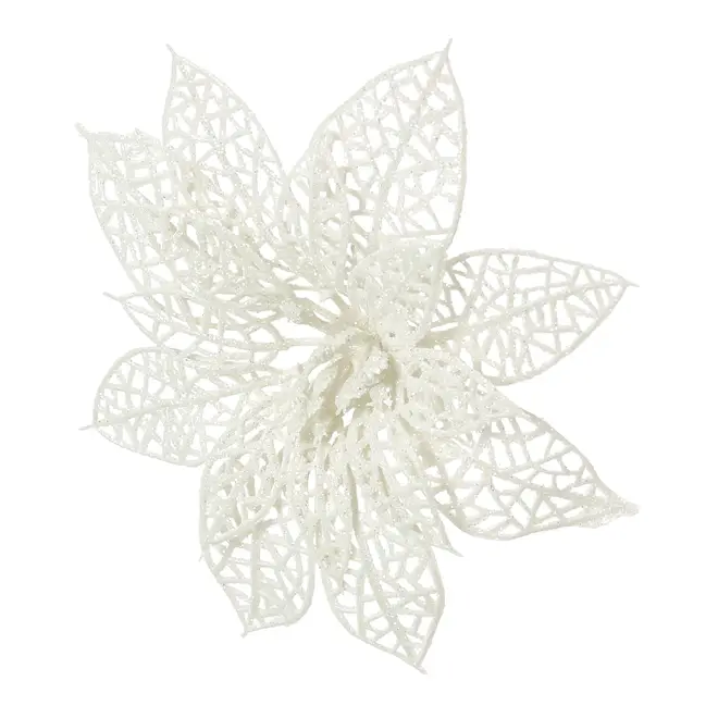 KIT COM 2 ADORNOS FLOR VILAREJO NOEL - BRANCO - Foto 3