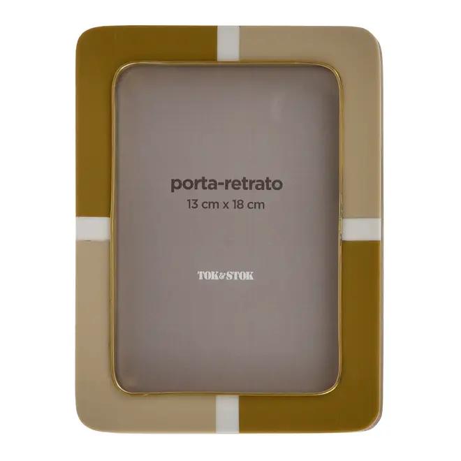 PORTA-RETRATO 13 CM X 18 CM COURT - DOURADO/CREAM - Foto 1