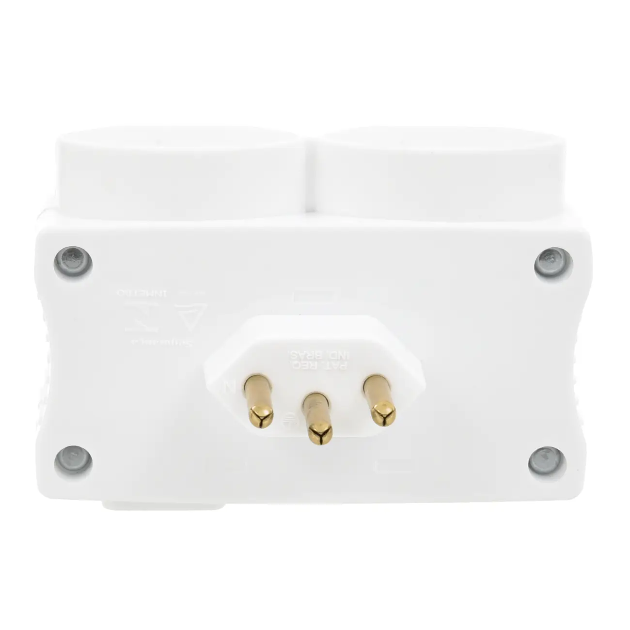 ADAPTADOR COM 2 SAÍDAS/2 PLUGUES/FIO TERRA E SAÍDAS USB CONNECT - BRANCO - Foto 3