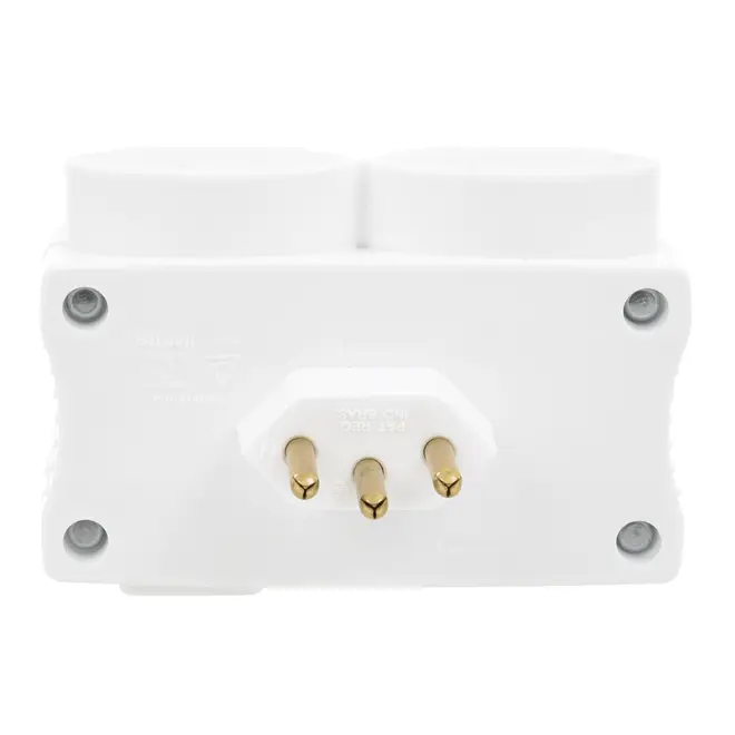 ADAPTADOR COM 2 SAÍDAS/2 PLUGUES/FIO TERRA E SAÍDAS USB CONNECT - BRANCO - Foto 3
