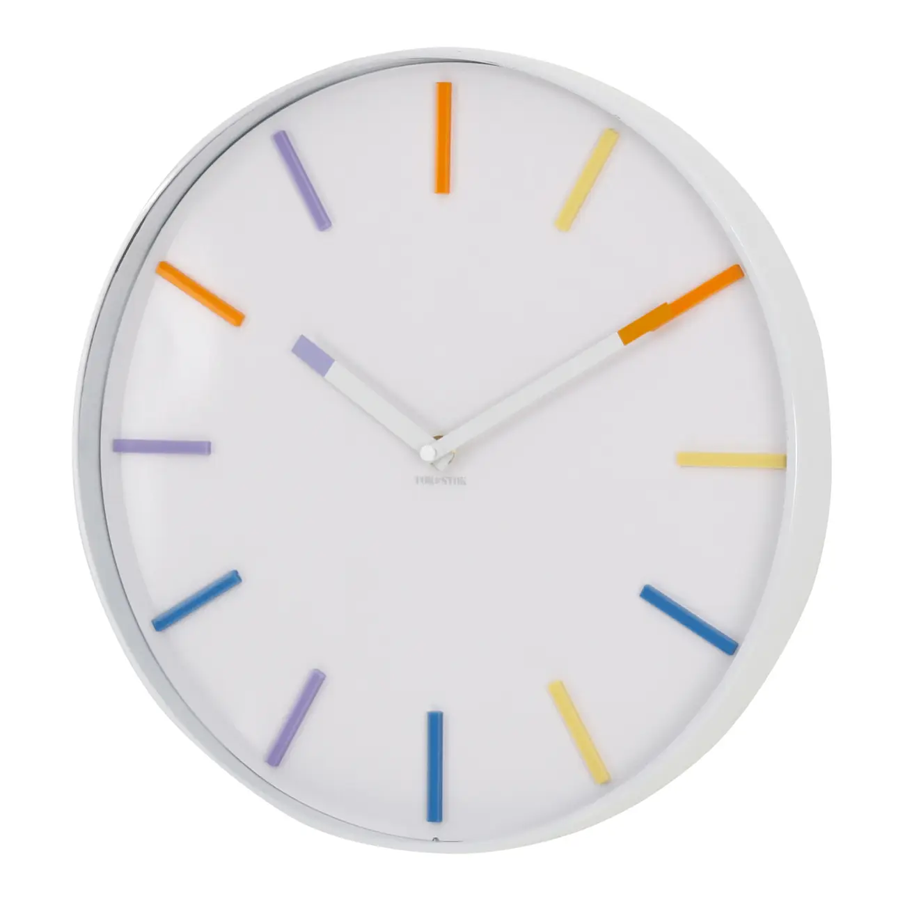 RELÓGIO DE PAREDE TIC TAC 34 CM - BRANCO/CORES CALEIDOCOLOR - Foto 2