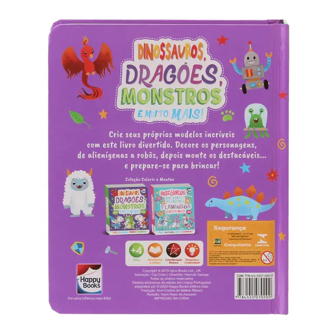 LIVRO COLORIR E MONTAR: DINOSSAUROS, DRAGOES, MONSTROS - MULTICOR - Foto 4