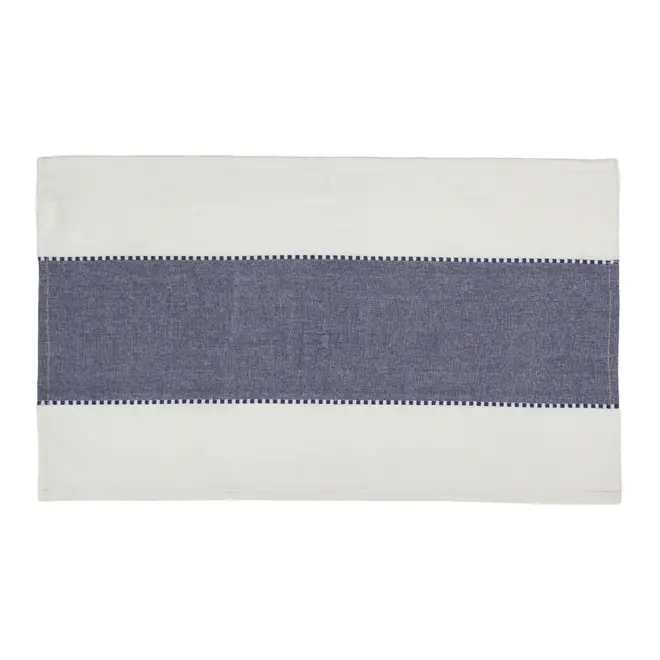 PANO DE COPA 40 CM X 70 CM BARRINHA - NATURAL/AZUL - Foto 1