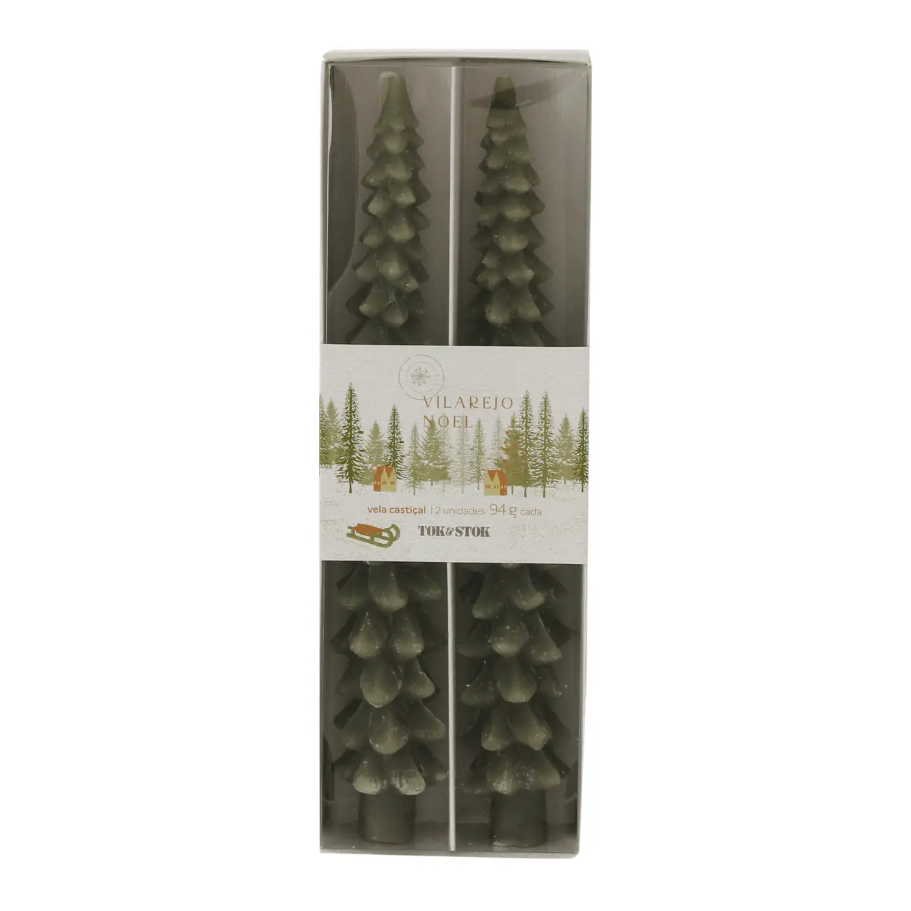 KIT COM 2 VELAS CASTIÇAL VILAREJO NOEL ÁRVORE - CIPRESTE - Foto 1