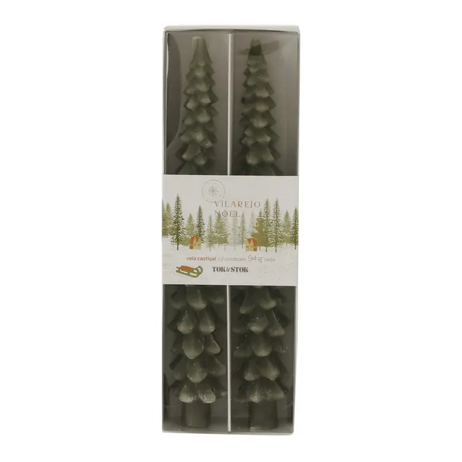 KIT COM 2 VELAS CASTIÇAL VILAREJO NOEL ÁRVORE - CIPRESTE - Foto 1