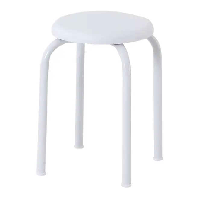 BANQUINHO EMPILHÁVEL TUBULAR - BRANCO/BRANCO - Foto 1