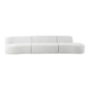 SOFÁ 4 LUGARES ESTENDIDO ESQUERDO ÔNDULO - BOUCLÉ BRANCO - Foto 1