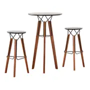 MESA ALTA COM 2 BANCOS OVNI - NOZES/PRETO - Foto 1