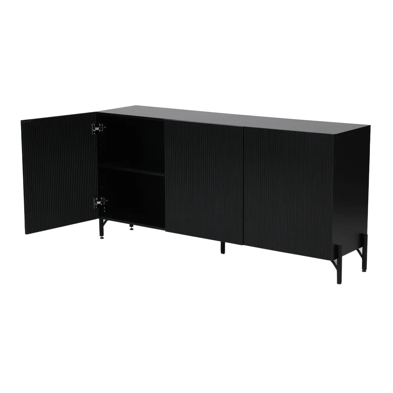 BUFFET 3 PORTAS 1,65 M X 40 CM RIBS - PRETO/PRETO - Foto 6