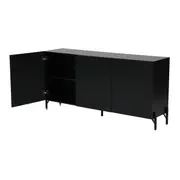 BUFFET 3 PORTAS 1,65 M X 40 CM RIBS - PRETO/PRETO - Foto 6