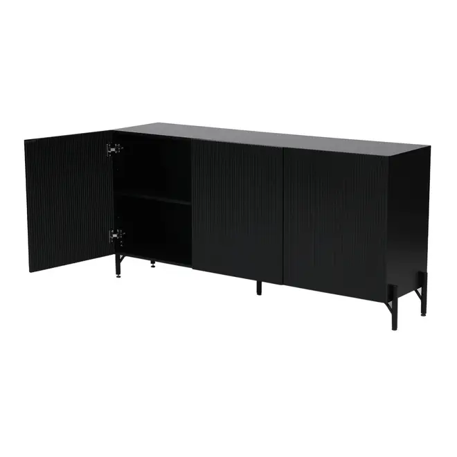 BUFFET 3 PORTAS 1,65 M X 40 CM RIBS - PRETO/PRETO - Foto 6