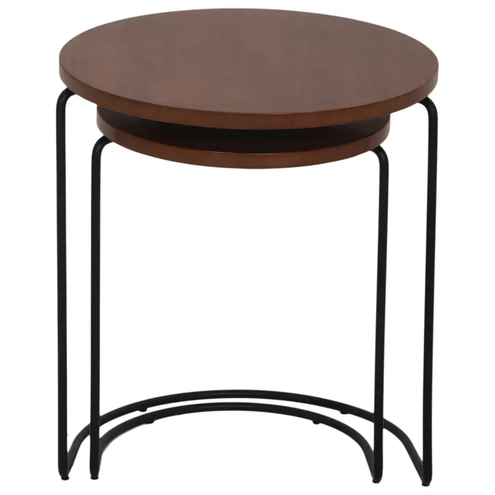 MESA LATERAL CONJUNTO COM 2 PEÇAS LOOP - PRETO/NOZES - Foto 6