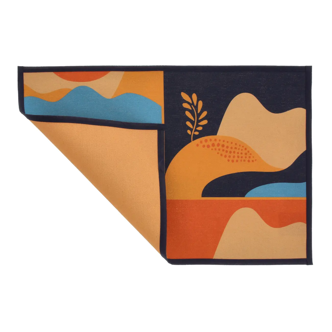 LUGAR AMERICANO DUPLA-FACE TECIDO 34 CM X 50 CM MULHER PÁSSARO - AZUL/TERRACOTA - Foto 2