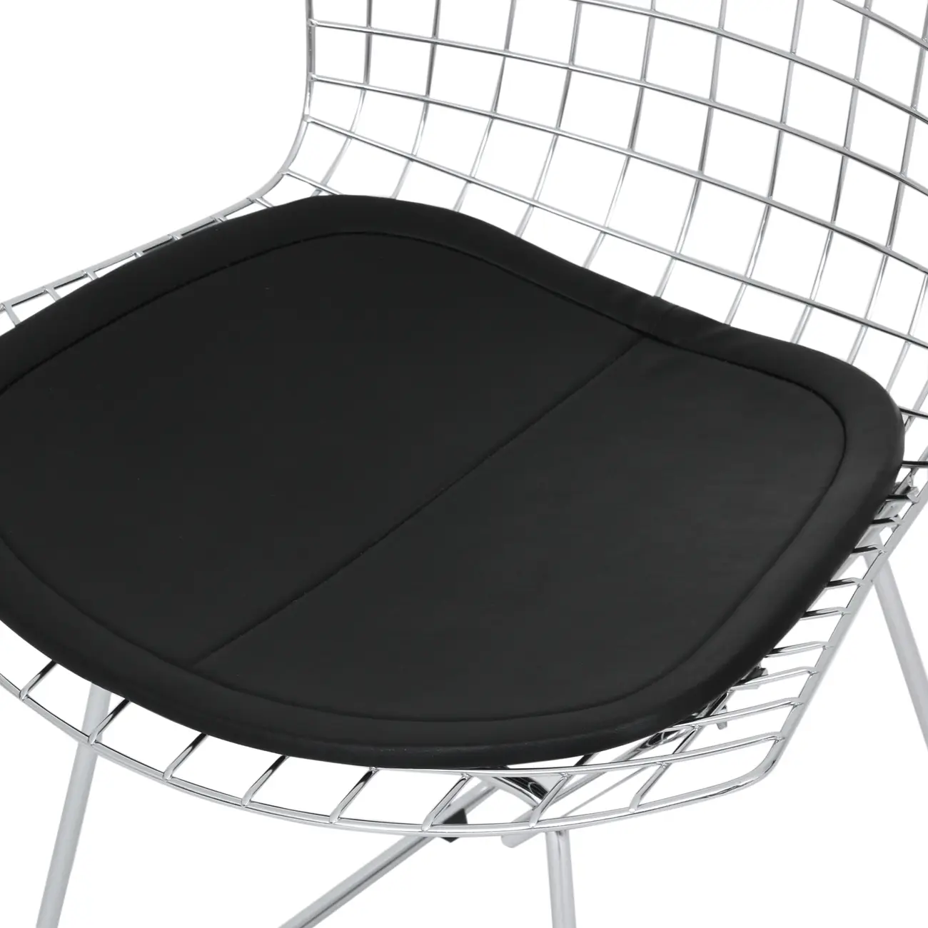 CADEIRA COM ALMOFADA BERTOIA - CROMADO/PRETO - Foto 6