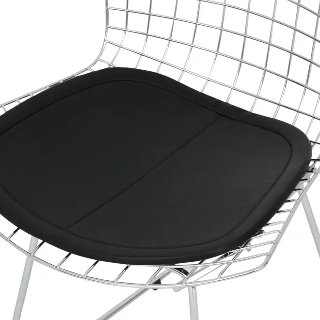 CADEIRA COM ALMOFADA BERTOIA - CROMADO/PRETO - Foto 6