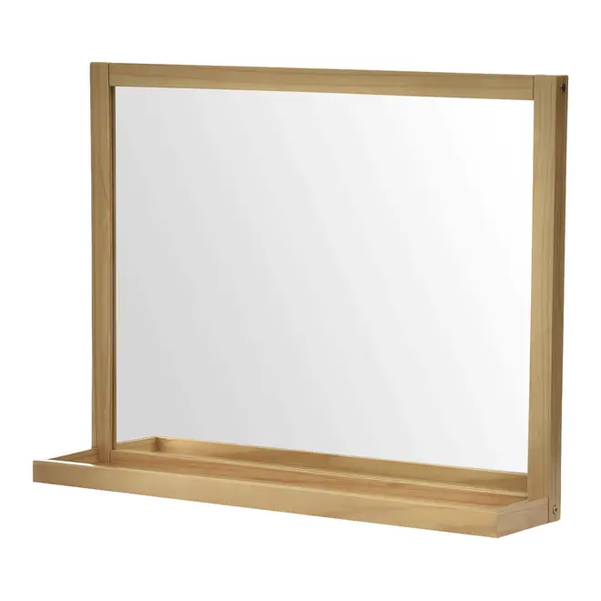 ESPELHO DE BANHEIRO COM PRATELEIRA 80 CM X 62 CM SPAZ - AMÊNDOA/PRATA - Foto 2