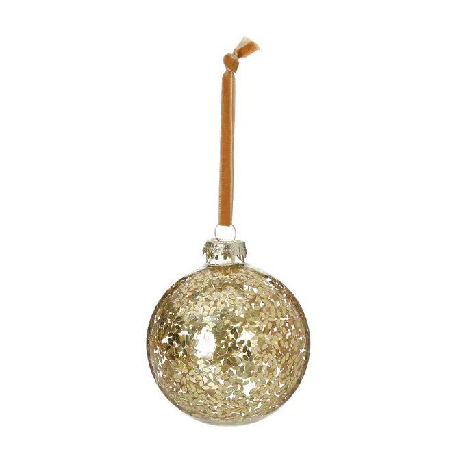 PINGENTE BOLA TEXTURA 8 CM CONJUNTO COM 2 PEÇAS FINE FESTIVITY - OURO - Foto 2