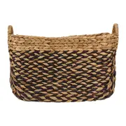 CESTO 29 CM X 45 CM X 35 CM AGUAPÉ - FIBRA NATURAL/PRETO - Foto 1