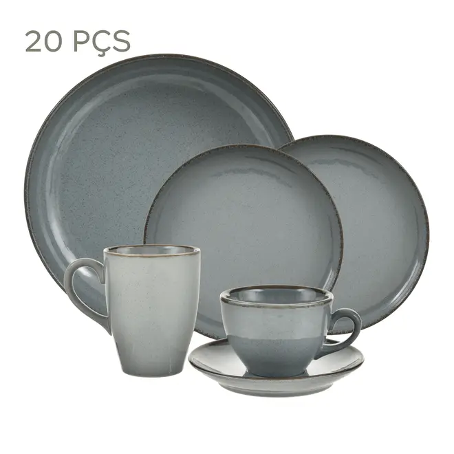 JG DE LOUÇAS C/20 PEÇAS MARURU - BLEU CENDRÉ - Foto 1