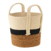 CESTO COM ALÇA 22 CM X 25 CM X 25 CM MOKKA - FIBRA CLARA/PRETO - Foto 3
