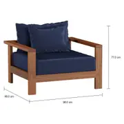 POLTRONA C/ ALMOFADAS LEME - TAMARINDO/AZUL ESCURO - Foto 3