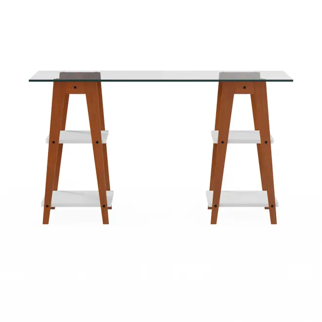 MESA 1,30 M X 75 CM BARTÔ - NOZES/BRANCO - Foto 1
