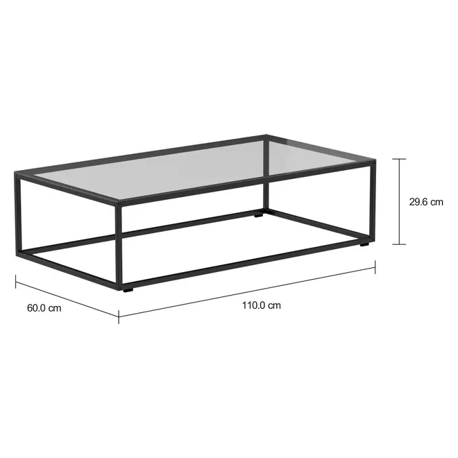 MESA CENTRO 1,10 M X 60 CM VIDRO LINNEA - PRETO/INCOLOR - Foto 2