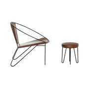 OLD JONES POLTRONA C/PUFF - PRETO/NOZES - Foto 4