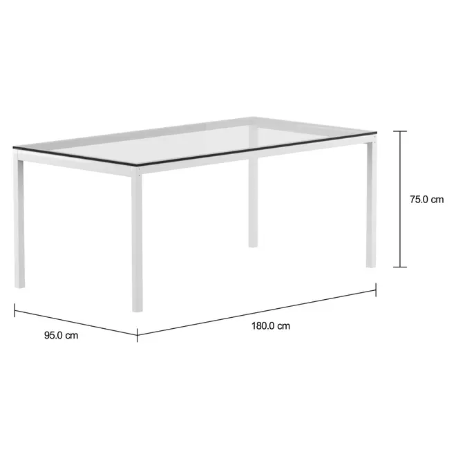 MESA 1,80 M X 95 CM TAMPO VIDRO METRIC - BRANCO/INCOLOR - Foto 2