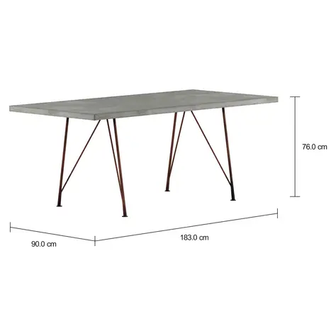 Imagem com medidas do produto ARAMIS BETON MESA 1,83 M X 90 CM