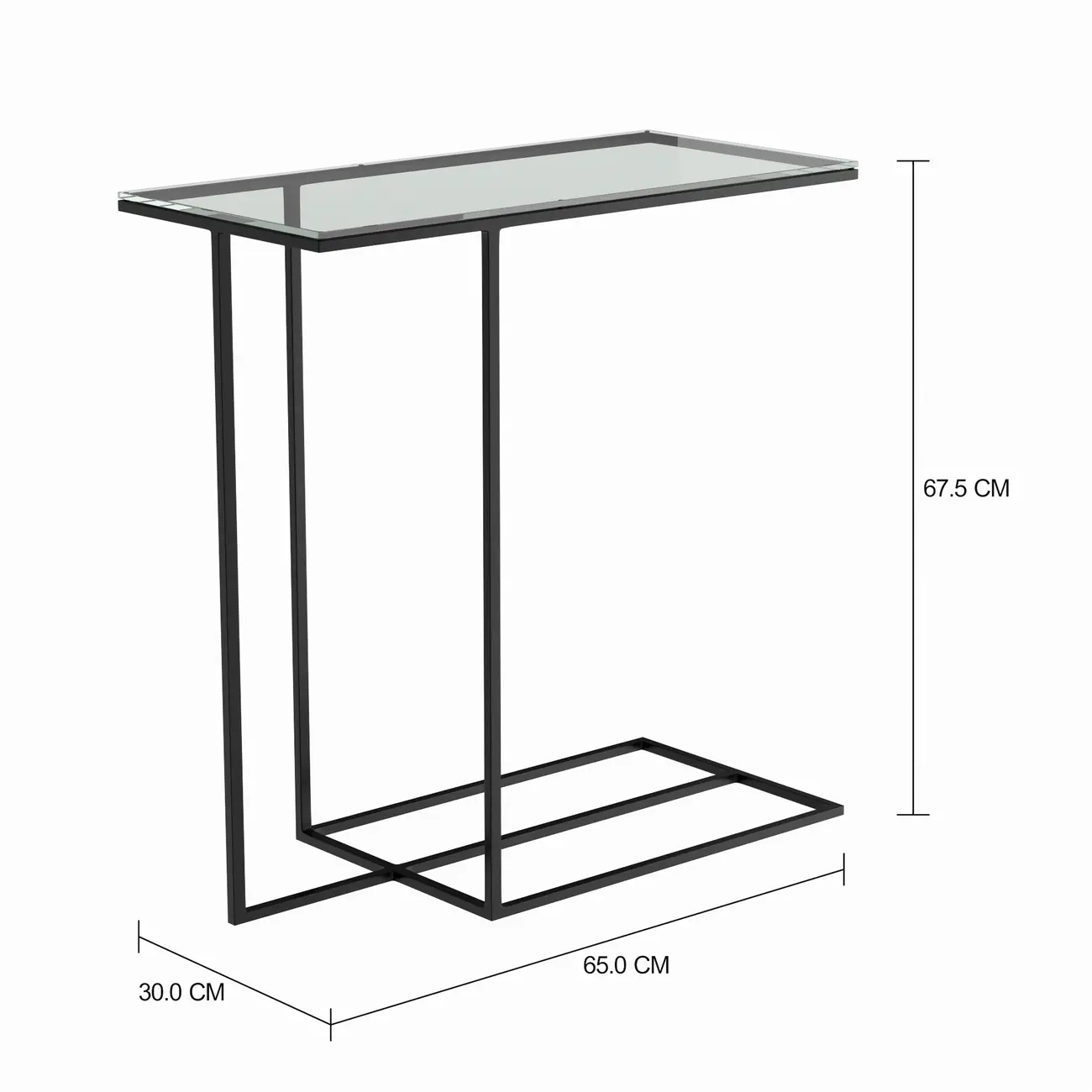 MESA LATERAL 65 X 30 VIDRO 6MM LINEAR - PRETO/INCOLOR - Foto 2
