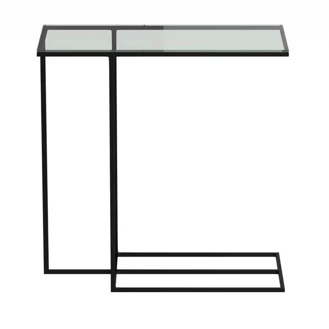 MESA LATERAL 65 X 30 VIDRO 6MM LINEAR - PRETO/INCOLOR - Foto 1