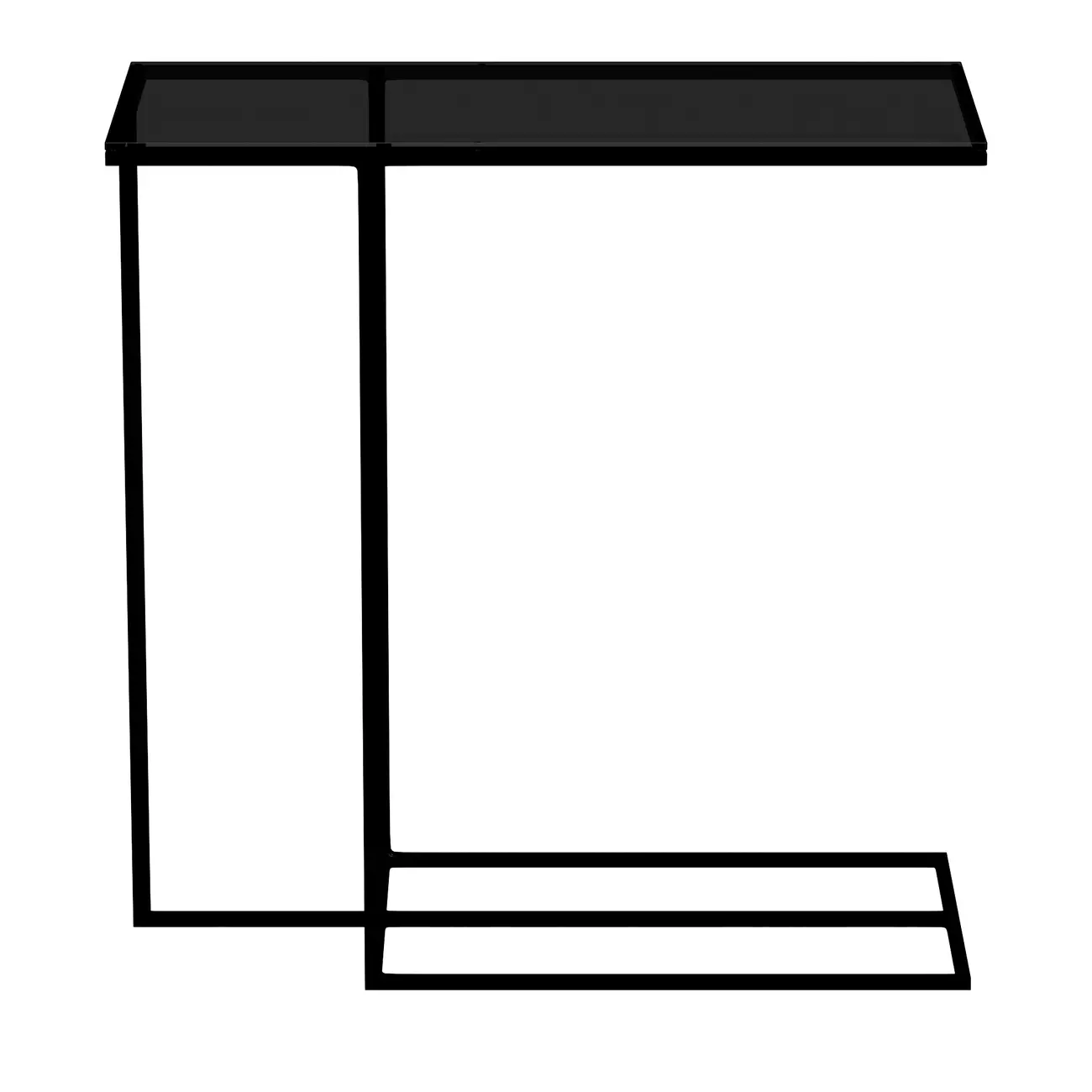 MESA LATERAL 65 X 30 VIDRO 6MM LINEAR - PRETO/PRETO - Foto 1