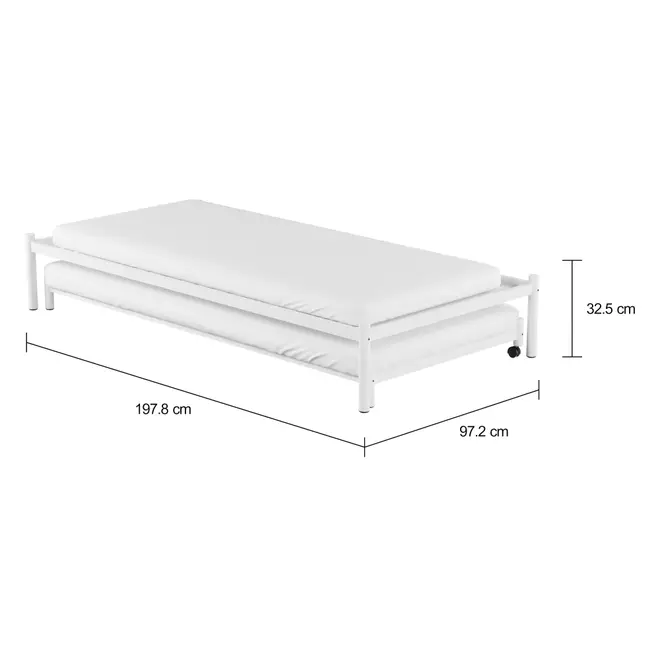 CAMA DE SOLTEIRO 88 C/CAMA INF 78 FLAT - BRANCO/BRANCO - Foto 7