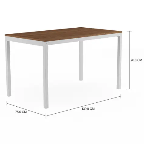 Imagem com medidas do produto MESA 1,30 M X 75 CM TAMPO MADEIRA METRIC