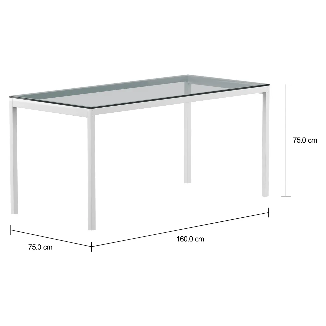 MESA 1,60 M X 75 CM TAMPO VIDRO METRIC - BRANCO/INCOLOR - Foto 2