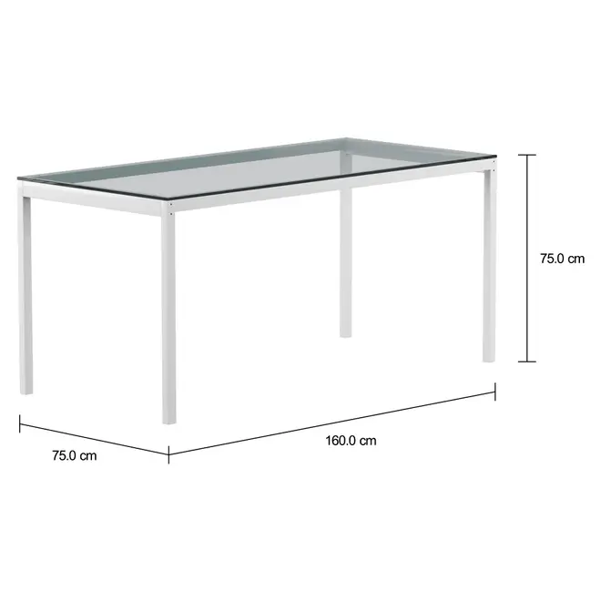 MESA 1,60 M X 75 CM TAMPO VIDRO METRIC - BRANCO/INCOLOR - Foto 2