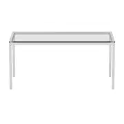 MESA 1,60 M X 75 CM TAMPO VIDRO METRIC - BRANCO/INCOLOR - Foto 1