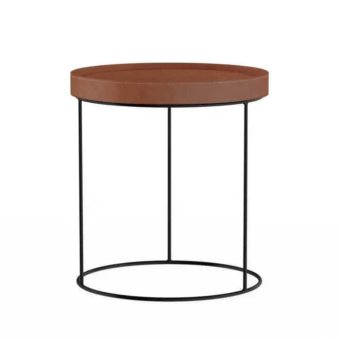 MESA LATERAL REDONDA 50 CM PELICANO - PRETO/WHISKY - Foto 1