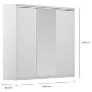 GUARDA-ROUPAS C/ 1 PORTA ESPELHADA FRIZ - PRATA/BRANCO - Foto 3