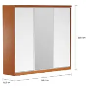 GUARDA-ROUPAS C/ 1 PORTA ESPELHADA FRIZ - BRANCO/FREIJÓ - Foto 3