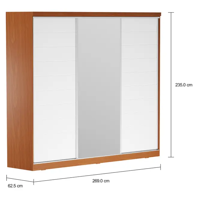 GUARDA-ROUPAS C/ 1 PORTA ESPELHADA FRIZ - BRANCO/FREIJÓ - Foto 3