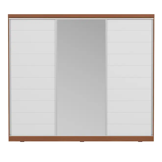 GUARDA-ROUPAS C/ 1 PORTA ESPELHADA FRIZ - BRANCO/FREIJÓ - Foto 1
