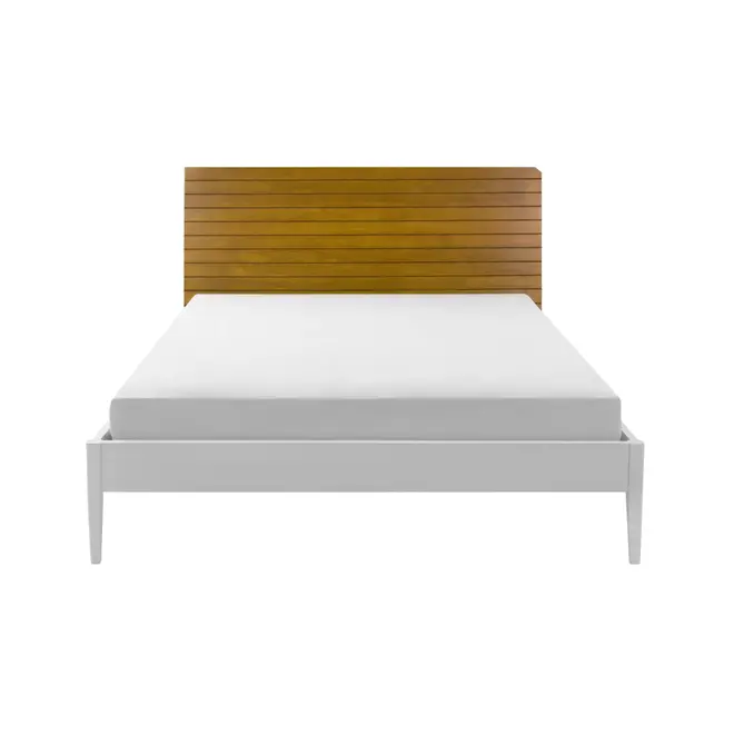 CAMA QUEEN C/CABECEIRA HIPNOS PARALELOS - BRANCO/NOZES - Foto 2