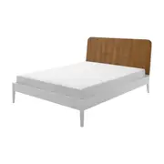 CAMA QUEEN C/CABECEIRA HIPNOS PLANOS - BRANCO/NOZES - Foto 1