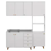 ARMÁRIO COZINHA COMPLETO 4 PÇS LIN - BRANCO/NOZES - Foto 1