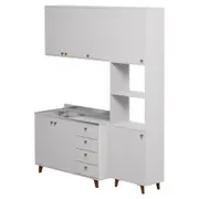 ARMÁRIO COZINHA COMPLETO 4 PÇS LIN - BRANCO/NOZES - Foto 2