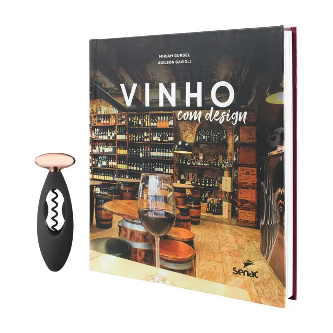 KIT LIVRO VINHO C/ DESIGN + SACA-ROLHAS - MULTICOR - Foto 1