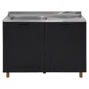 INFERIOR 1,20 M/2 PORTAS C/PIA LOGBOX - PRETO/INOX - Foto 1